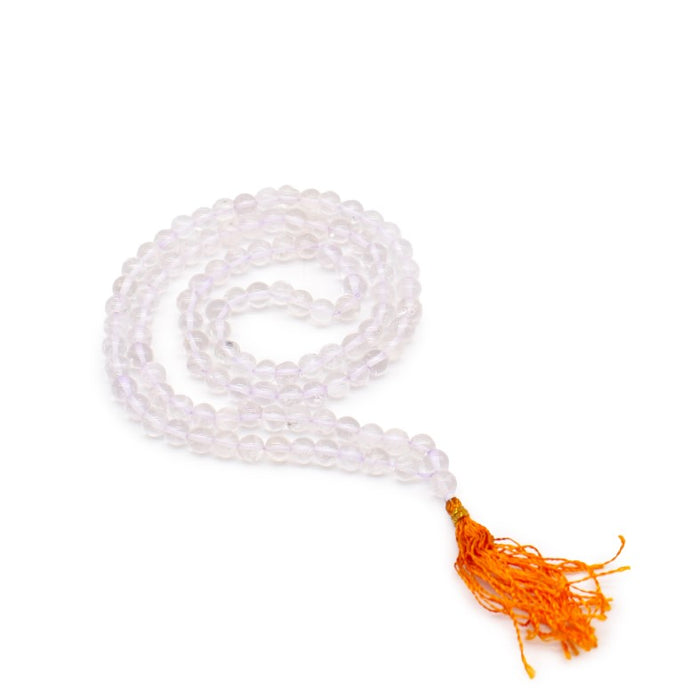 108er Bergkristall Mala – Handgefertigte Meditationskette aus Naturstein