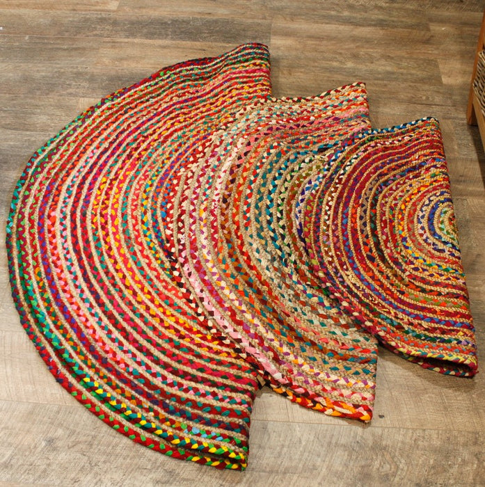 Runder Jute- und Baumwollteppich – 120 cm aus Recyclingstoffen