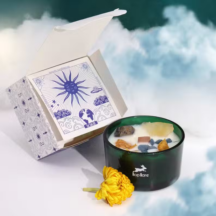 Crystal Magic Flower Duftkerze mit Kristallen – The Sun