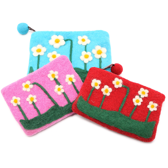 Filz-Täschchen – Gänseblümchen rot