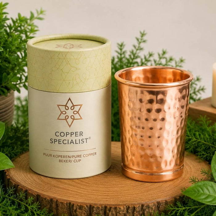 Kupferbecher gehämmert – 300 ml aus reinem Kupfer mit Geschenkverpackung