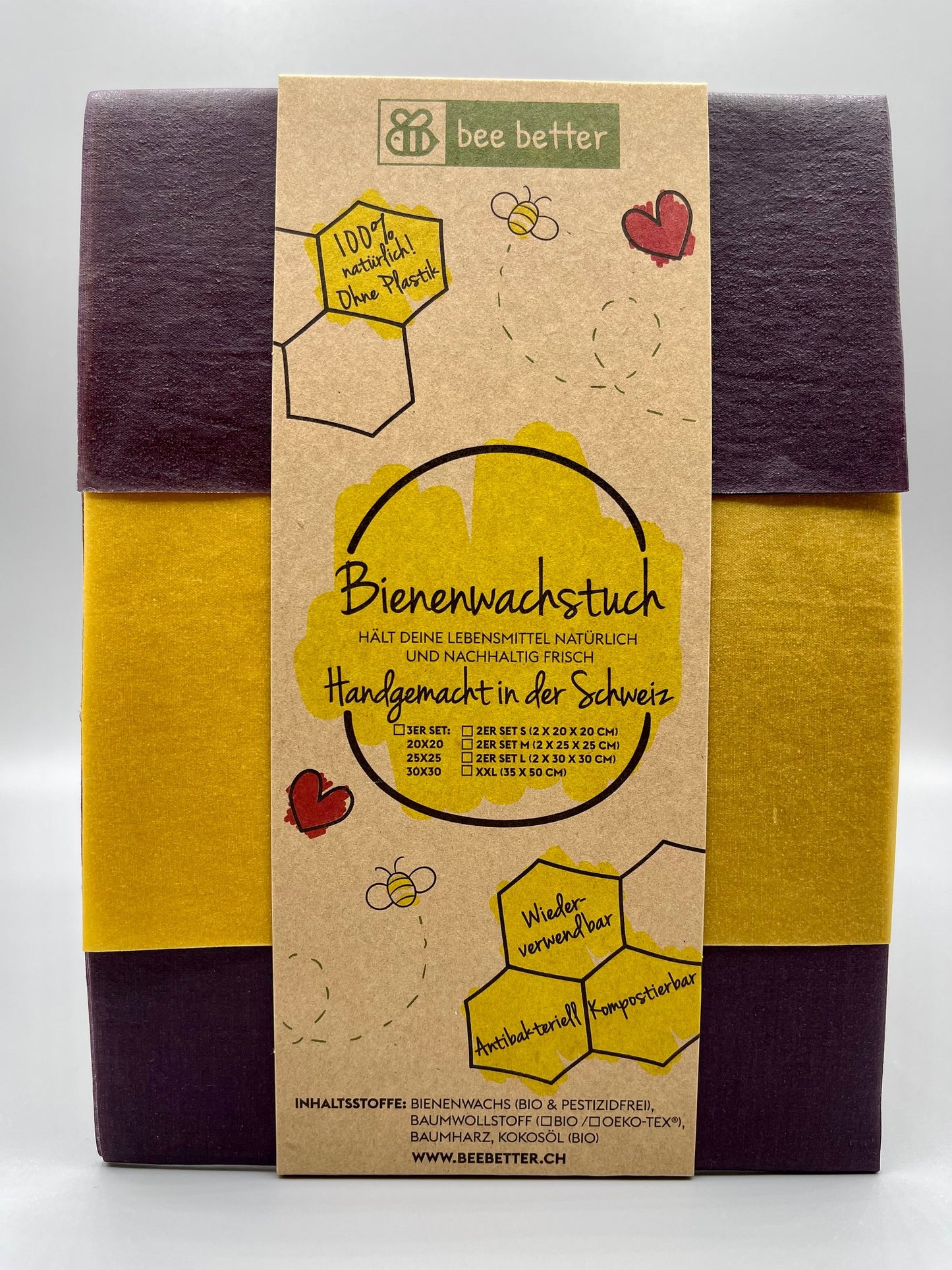 Bio Bienenwachstuch 3er Set - Pure & Gold Collection - blue