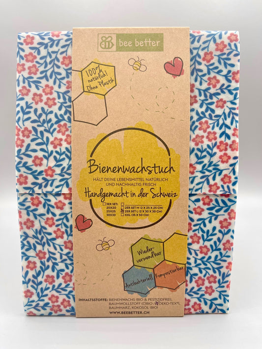 Bienenwachstuch 2er Set Medium - Flower Power