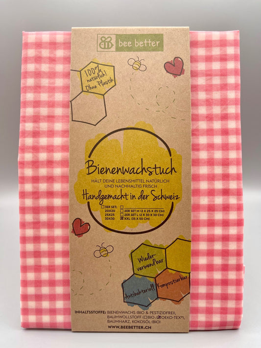 Bienenwachstuch Brottuch - Karo Rosa