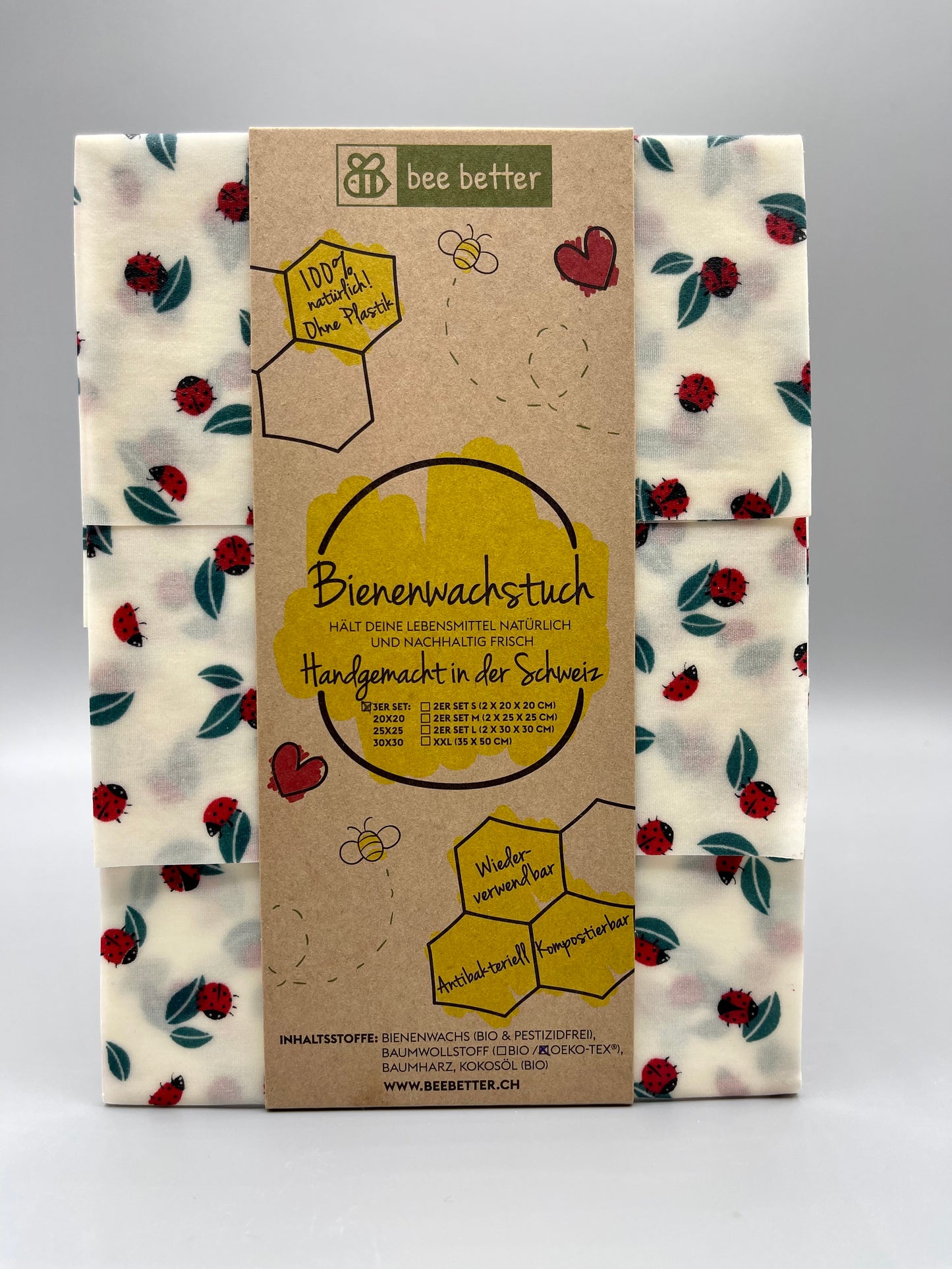 Bienenwachstuch 3er Set - Ladybirds