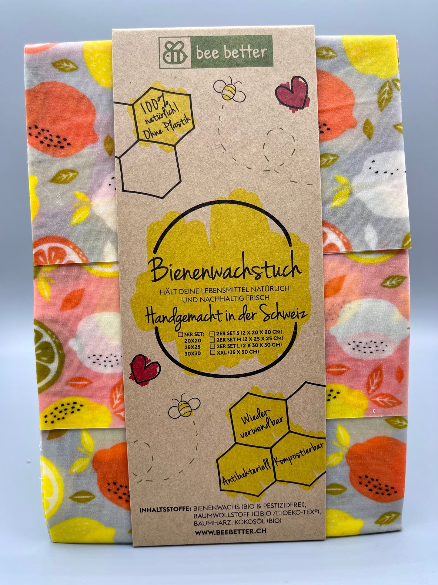 Bienenwachstuch 3er Set - Zitronen