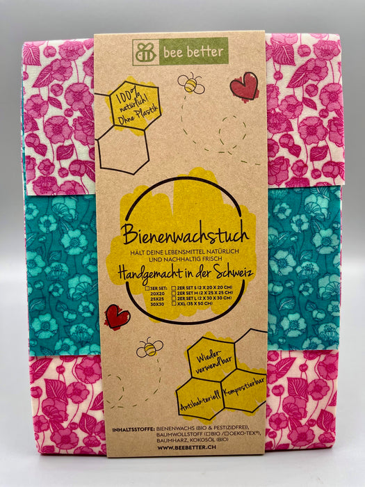 Bienenwachstuch 3er Set - Blütenpracht
